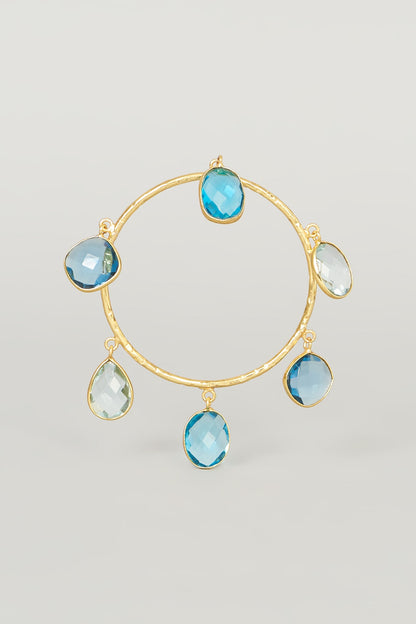 Gold Finish Blue Stone Bangle