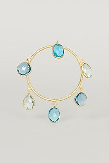 Gold Finish Blue Stone Bangle