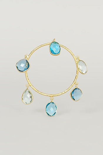 Gold Finish Blue Stone Bangle