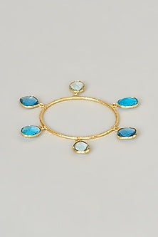 Gold Finish Blue Stone Bangle