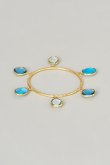 Gold Finish Blue Stone Bangle