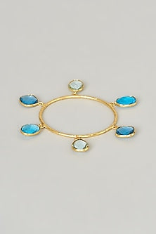 Gold Finish Blue Stone Bangle