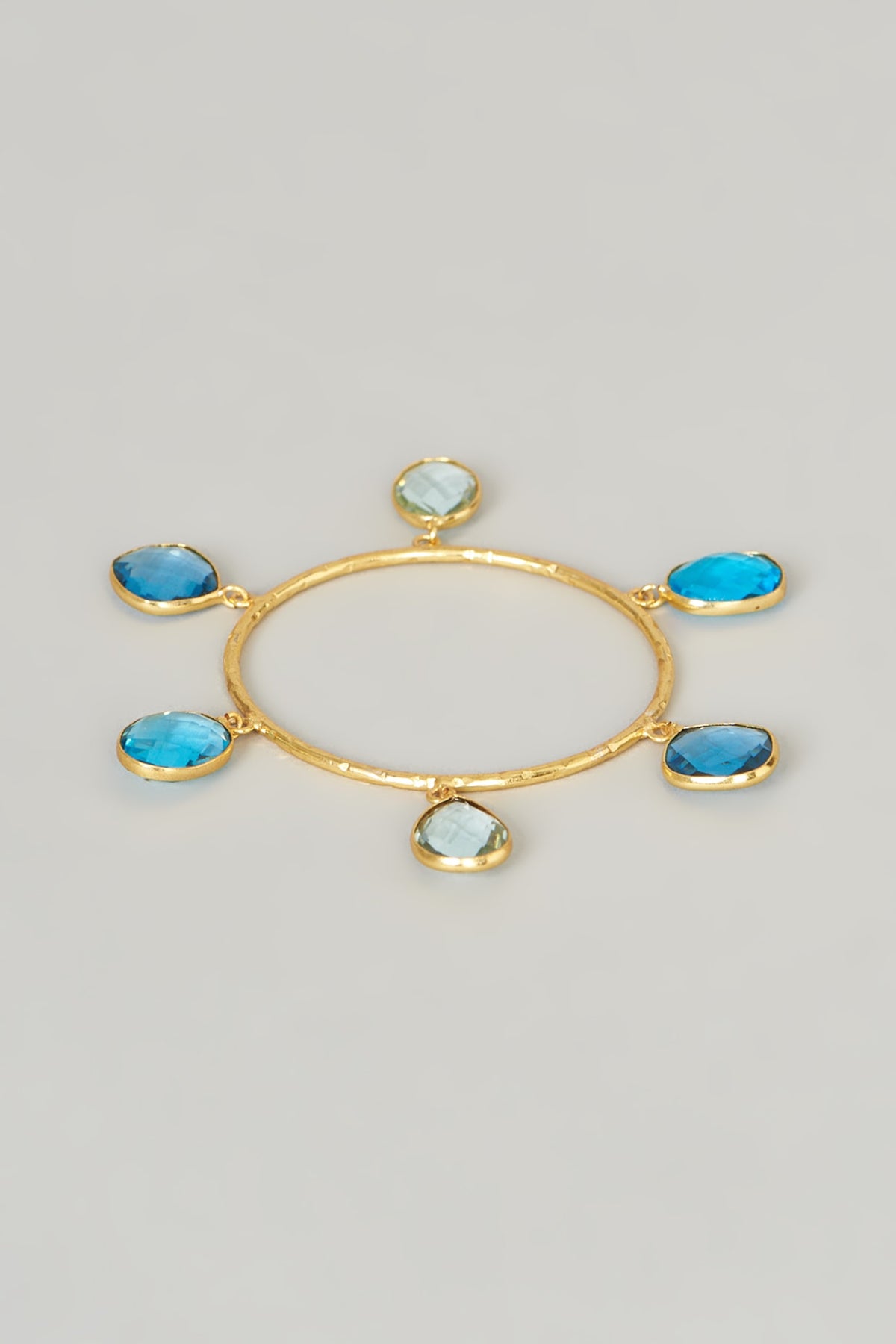 Gold Finish Blue Stone Bangle