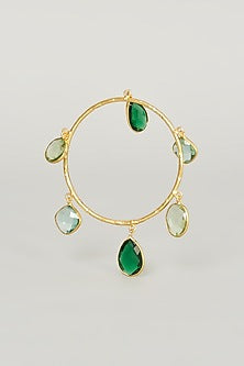 Gold Finish Green Stone Bangle
