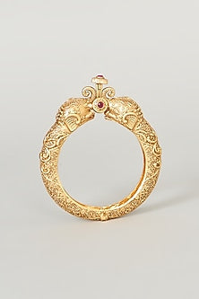 Gold Finish Mixed Metal Bangles (Set of 2)