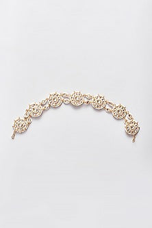 Gold Plated Kundan Polki Floral Mathapatti