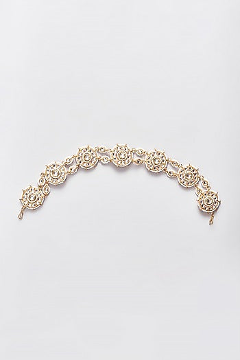 Gold Plated Kundan Polki Floral Mathapatti