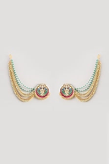 Gold Finish Kundan Polki Dangler Earrings