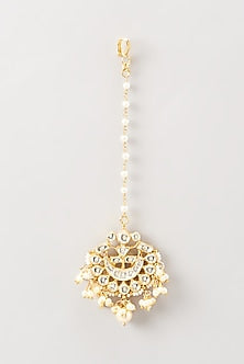 Gold Finish Kundan Polki Maangtikka