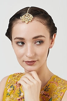 Gold Finish Kundan Polki Maangtikka