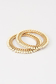 Gold Finish Pearl Bangles (Set of 2)