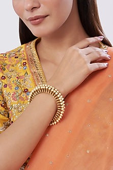 Gold Finish Pearl Bangles (Set of 2)
