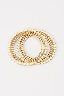 Gold Finish Pearl Bangles (Set of 2)