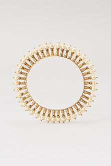 Gold Finish Pearl Bangles (Set of 2)