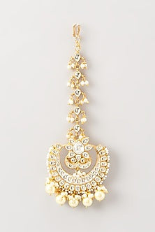 Gold Finish Kundan Polki Maangtikka