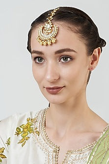 Gold Finish Kundan Polki Maangtikka