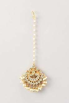Gold Finish Kundan Polki Maangtikka