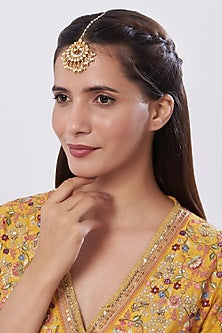 Gold Finish Kundan Polki Maangtikka