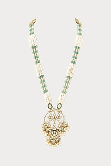 Gold Finish Agate Long Necklace