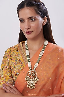 Gold Finish Agate Long Necklace