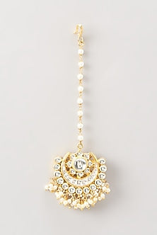 Gold Finish Kundan Polki Maangtikka