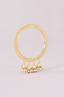Gold Plated Pearl Bangles (Set Of 2)