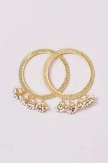 Gold Plated Pearl Bangles (Set Of 2)