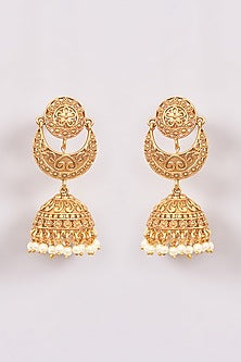Gold Plated Pearl Chandbali Earrings