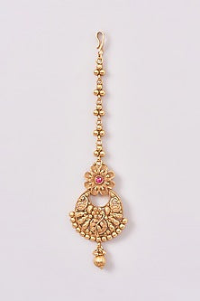 Gold Plated Carved Temple Necklace Set