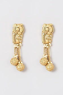 Gold Plated Kundan Polki Danger Earrings