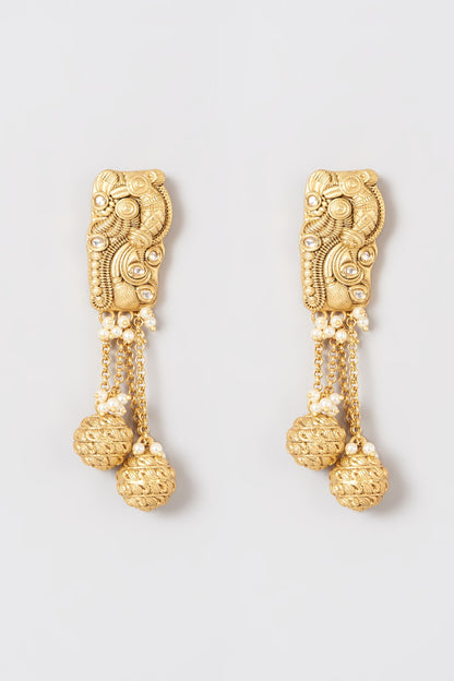 Gold Plated Kundan Polki Danger Earrings