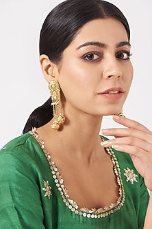 Gold Plated Kundan Polki Danger Earrings