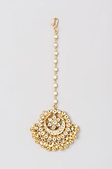 Gold Plated Kundan Polki Maang Tikka