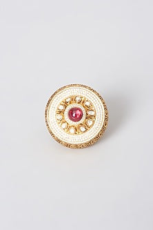 Gold Finish Red Stone Ring
