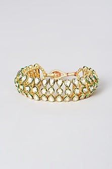 Gold Finish Kundan Polki Bracelet