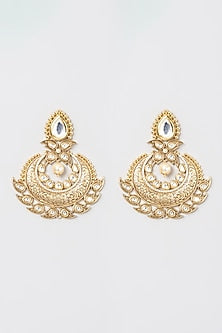 Gold Finish Kundan Polki Chaandbali Earrings