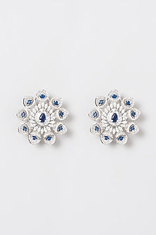 Silver Finish Blue Stone Earrings