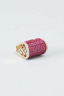 Gold Finish Ruby & Zircons Ring