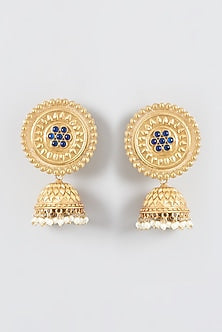 Gold Finish Pearls Jhumka Earrings