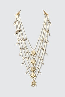 Gold Finish Kundan Polki & Pearls Long Necklace