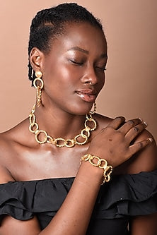 Gold Plated Handcrafted Ring Choker Necklace