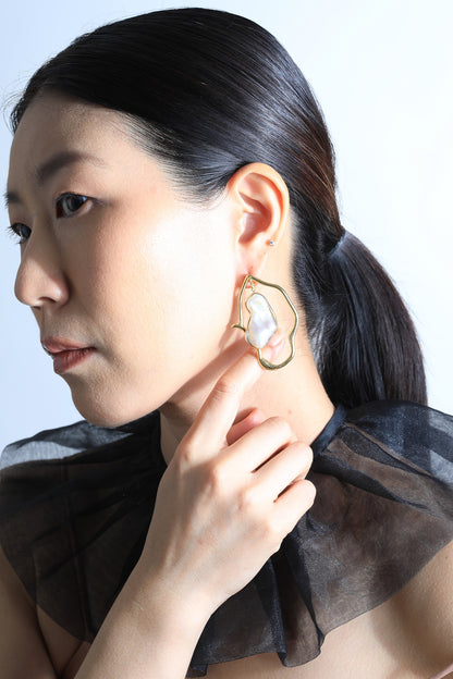 Gold Plated Baroque Pearl Dangler Earrings