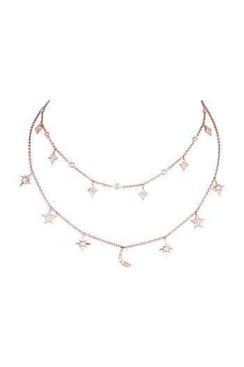 Rose Gold Plated Cubic Zirconia Chain Necklace