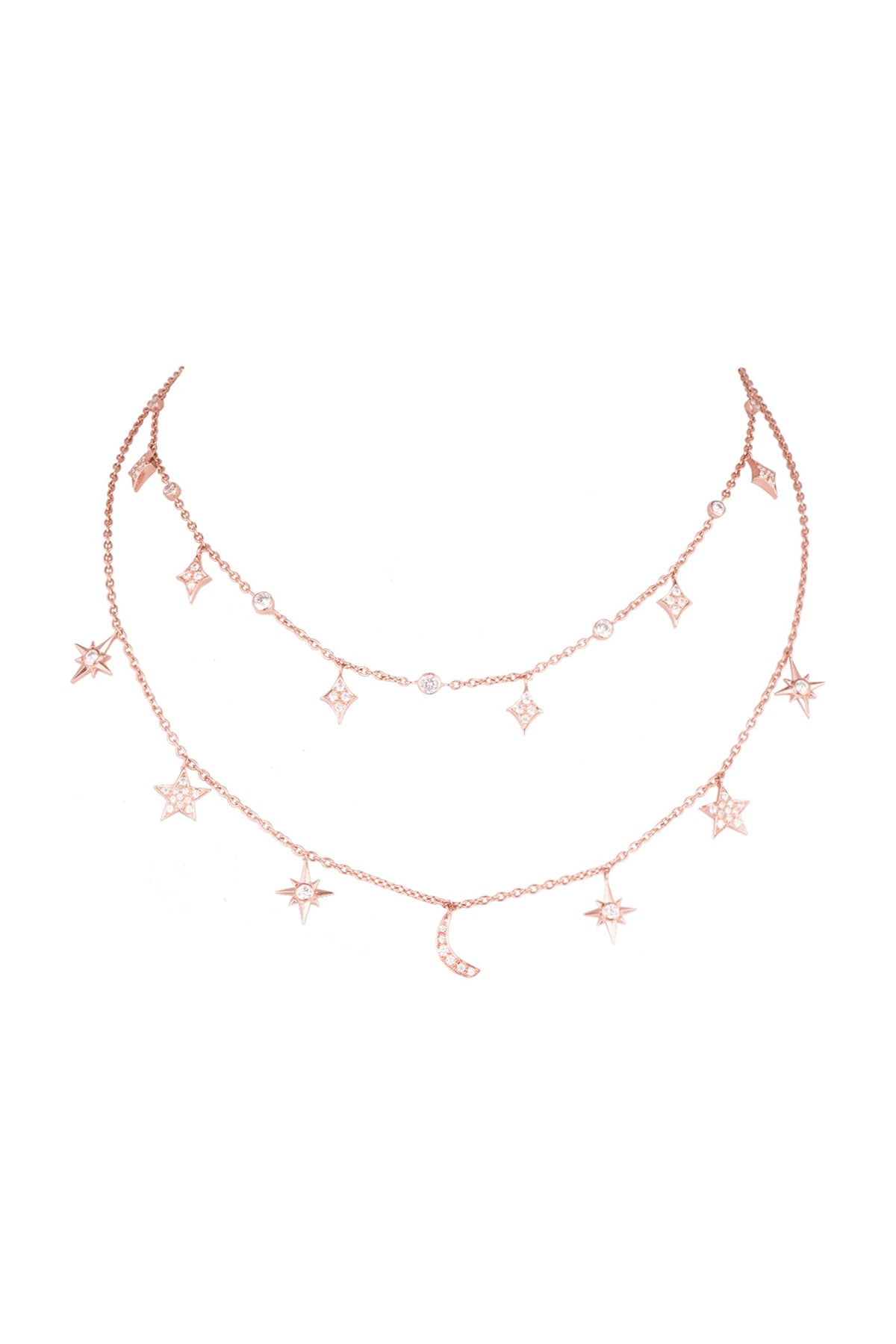 Rose Gold Plated Cubic Zirconia Chain Necklace