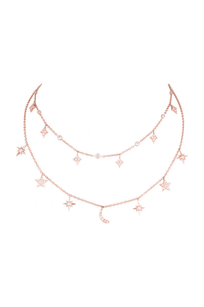 Rose Gold Plated Cubic Zirconia Chain Necklace