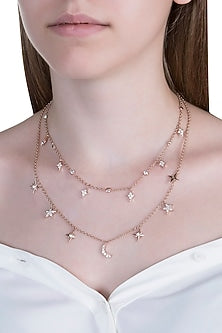 Rose Gold Plated Cubic Zirconia Chain Necklace