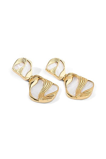 Gold Finish Pearl Maxi Pret Dangler Earrings