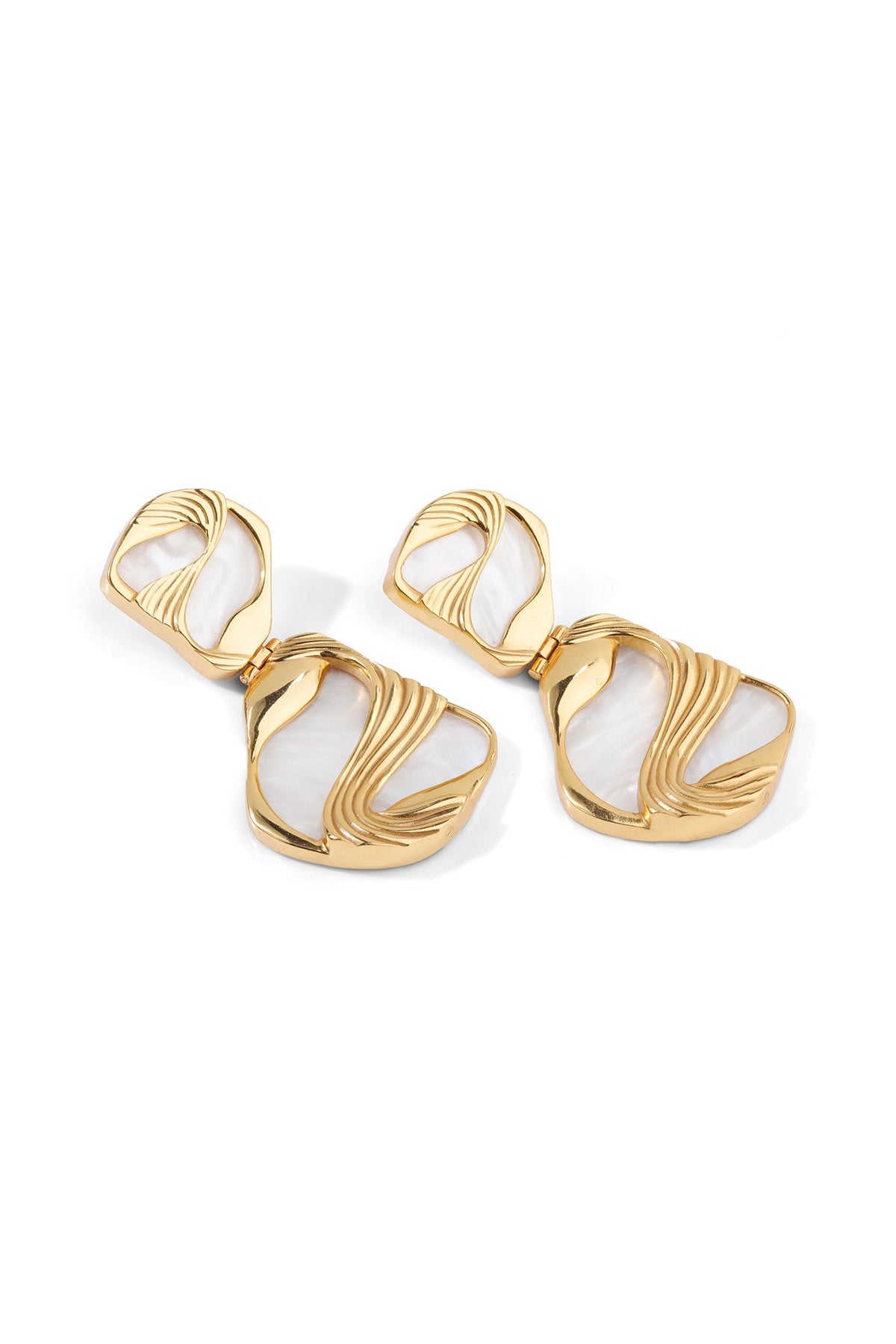 Gold Finish Pearl Maxi Pret Dangler Earrings
