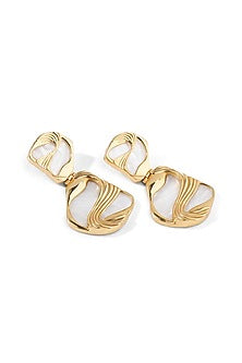 Gold Finish Pearl Maxi Pret Dangler Earrings