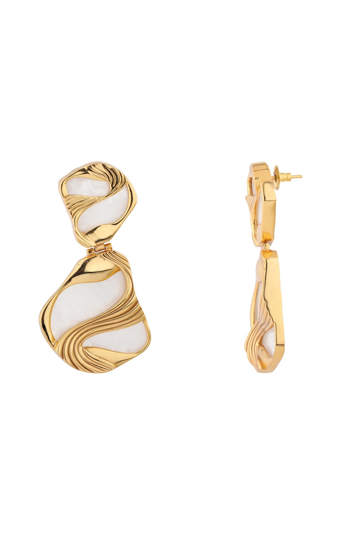 Gold Finish Pearl Maxi Pret Dangler Earrings